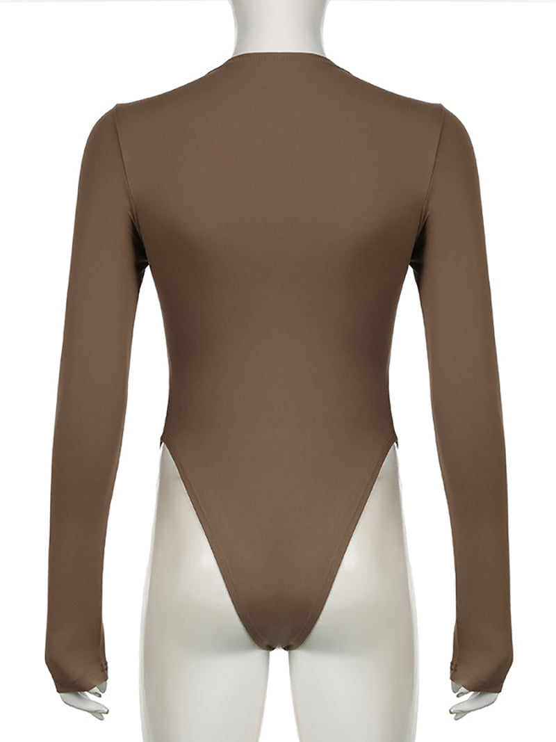 Casual Long Sleeve Ruched Bodysuit