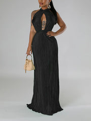 Elegant Halter Neck Sleeveless Backless Long Dress