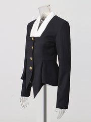 Contrast Trim Tailored Blazer-boutique