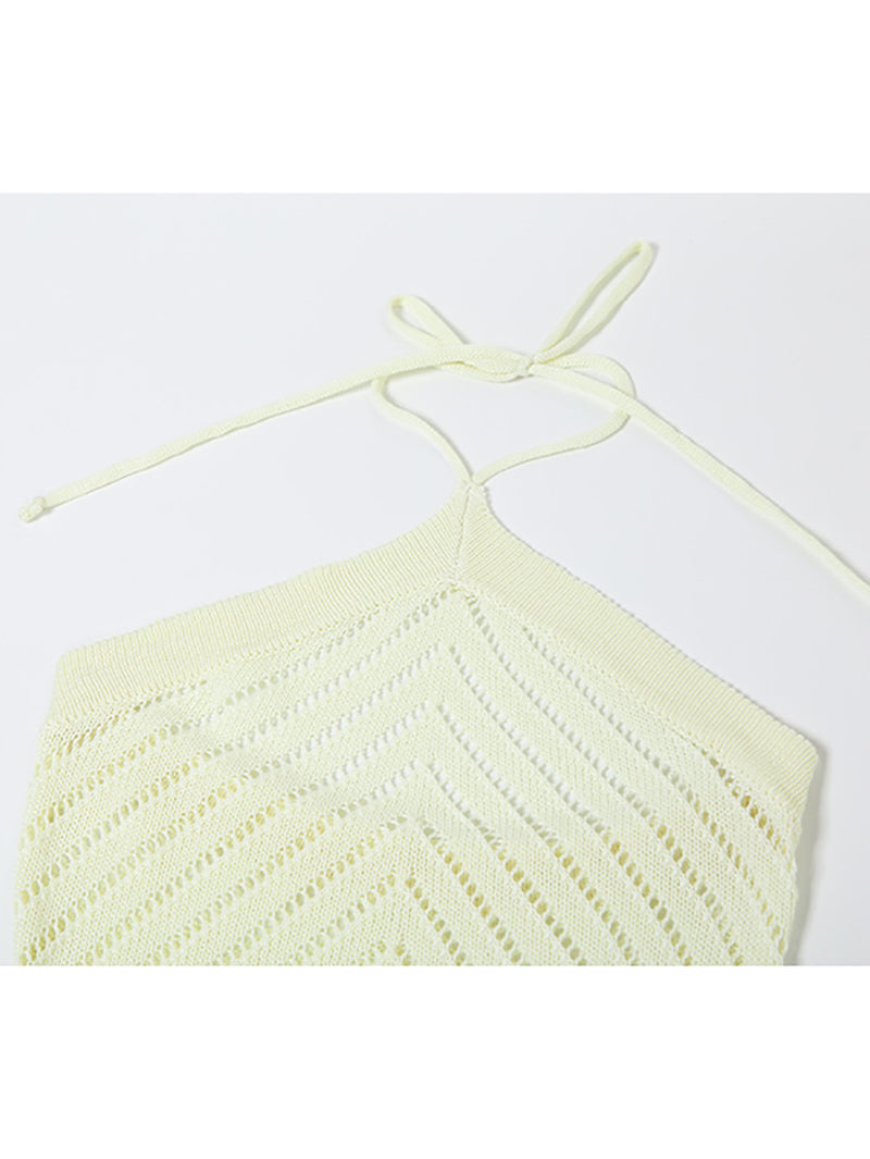 Sexy Knit Hollow Out Backless Halter Dress