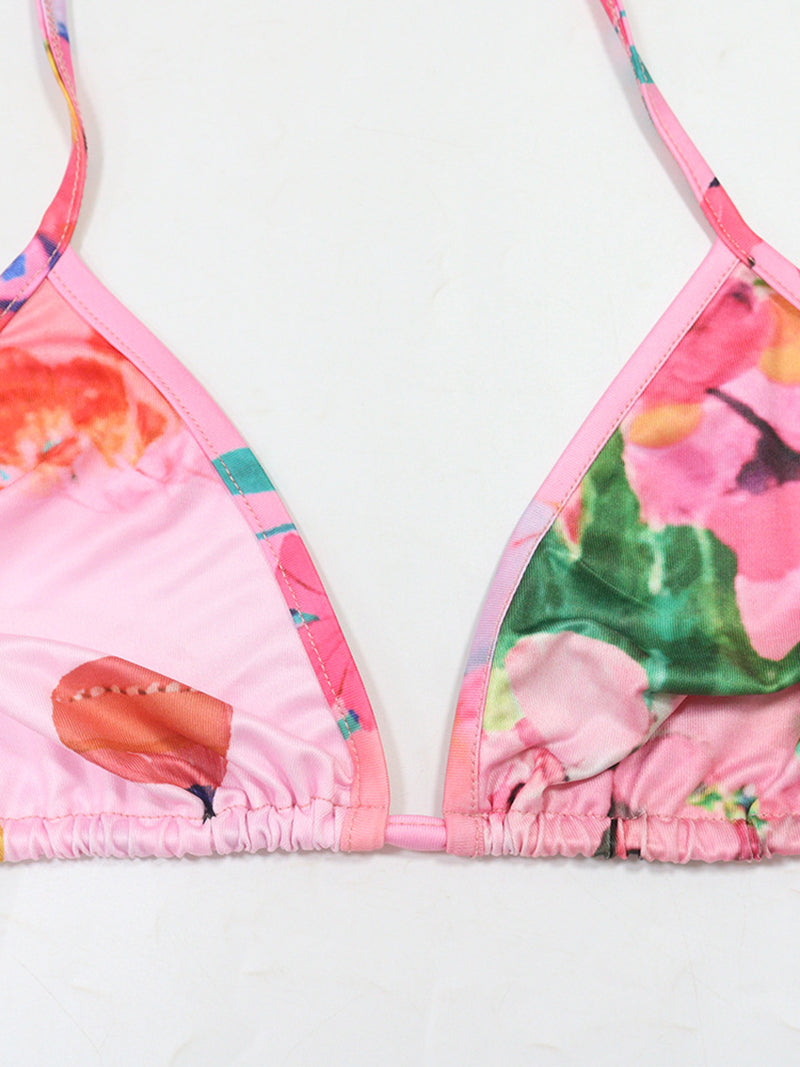 Sexy Print Beach Bikini Skirt Three Piece Set Cover up