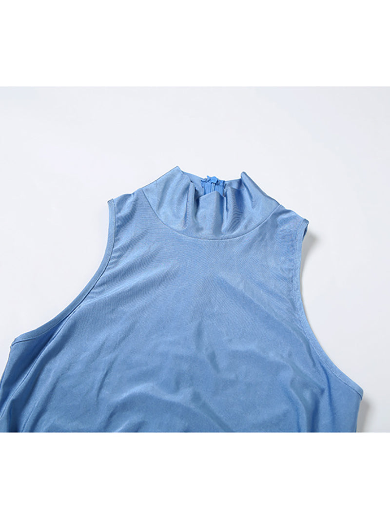Fashion Sleeveless Ruched Twisted Maxi Dress