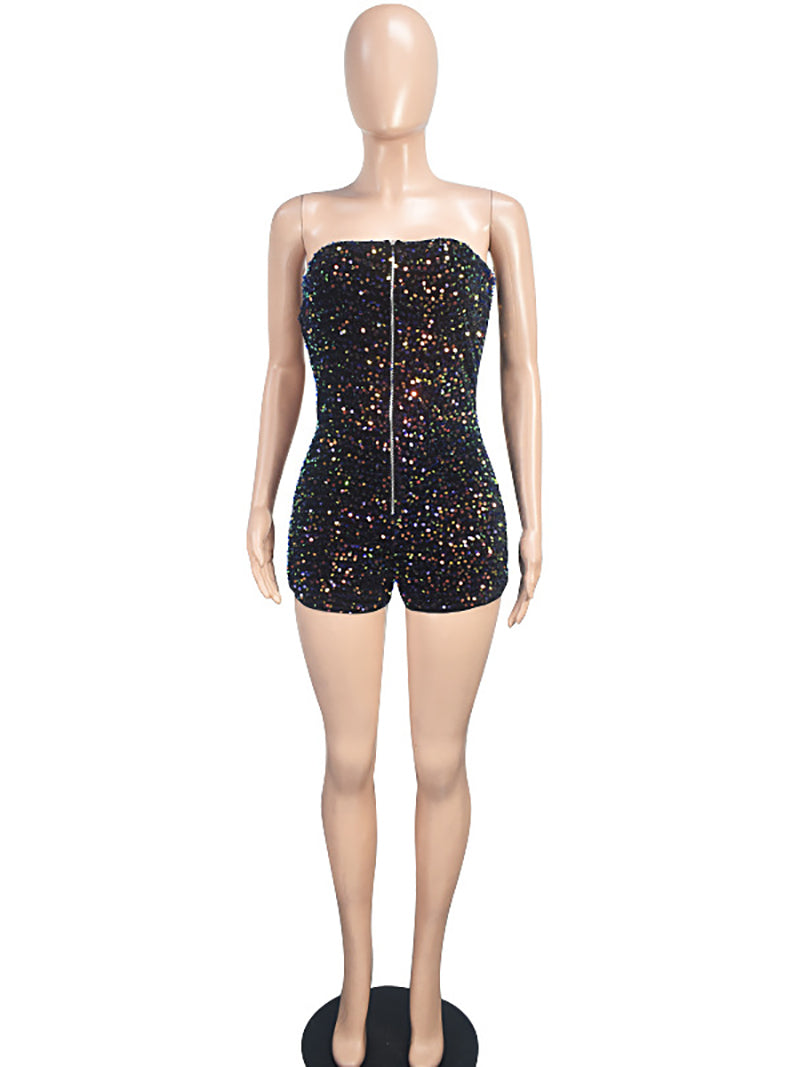 Strapless Sequin Nightclub Bodycon Romper