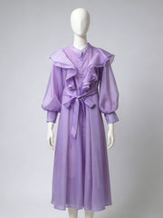Elegant Rhinestone Embellishment Ruffle Maxi Dress