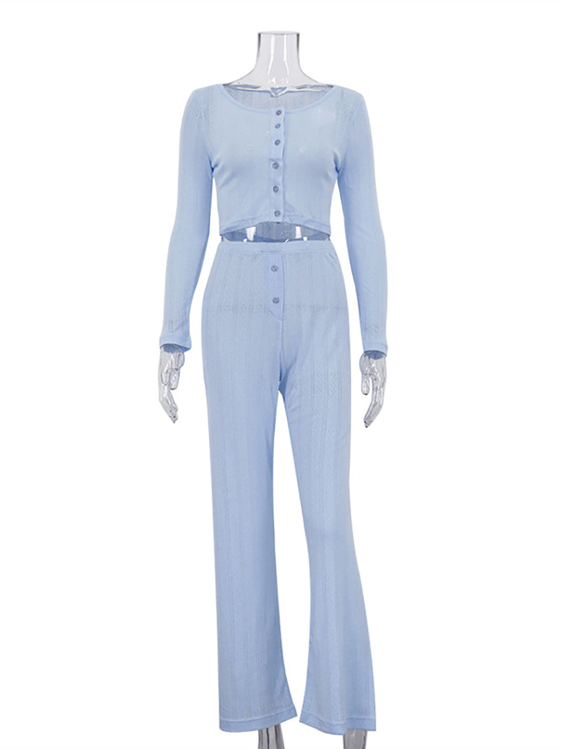 Casual Crop Top And Trousers Home Clothes