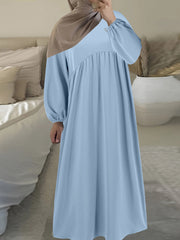 Muslim Lantern Sleeve Loose Casual Long Dress