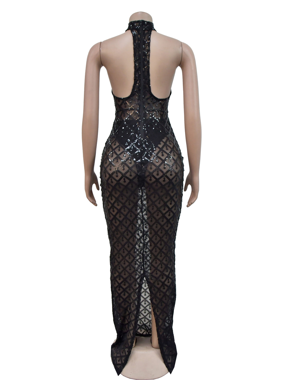 Sexy Sequin Backless Package Hip Dress