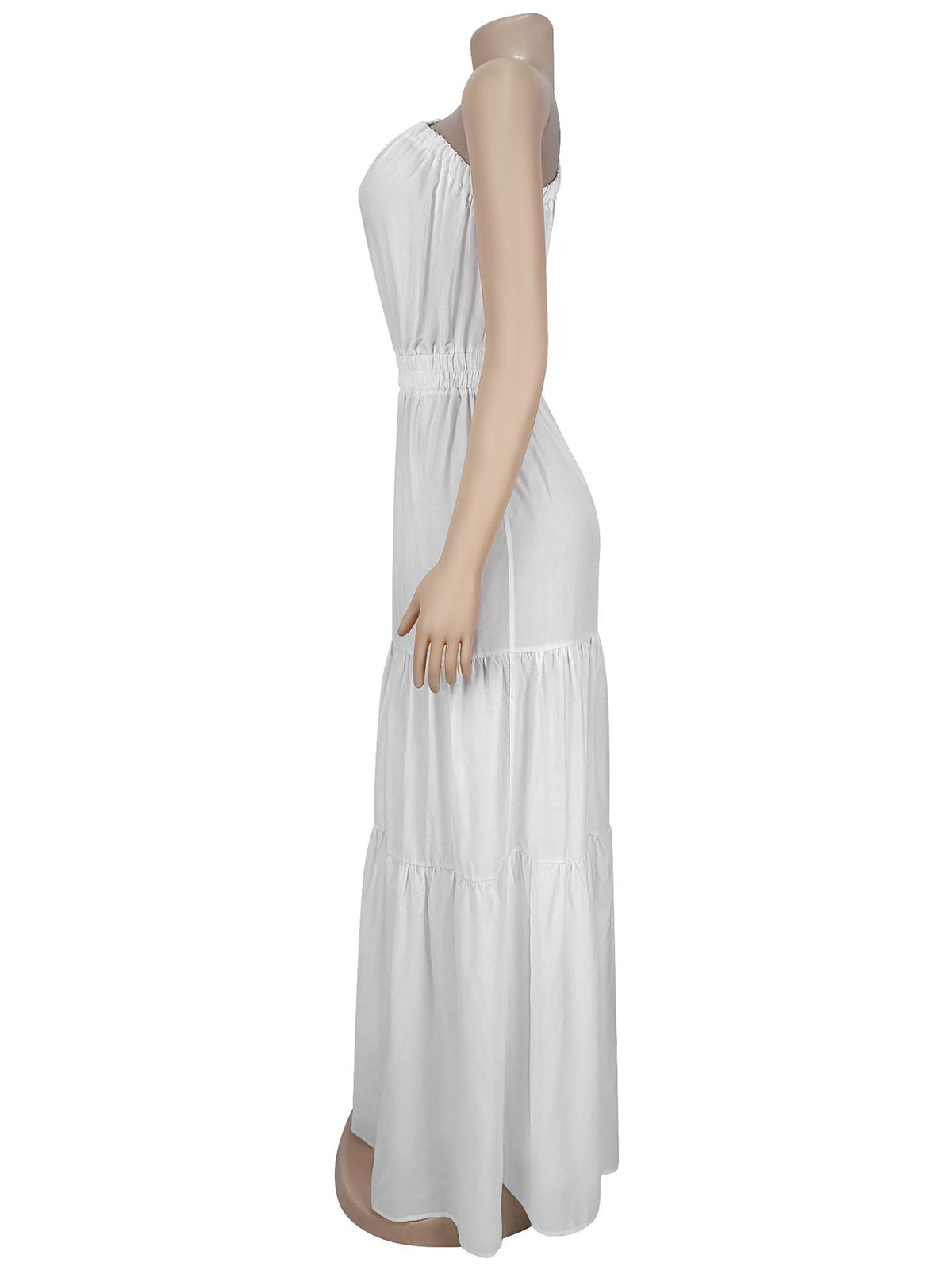 Casual Oblique Collar Patchwork High Waist Maxi Dress