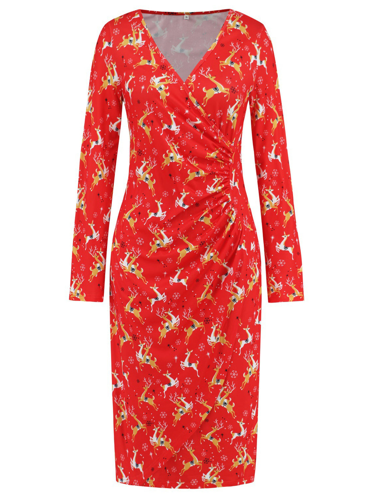 Christmas V Neck Print Casual Dress