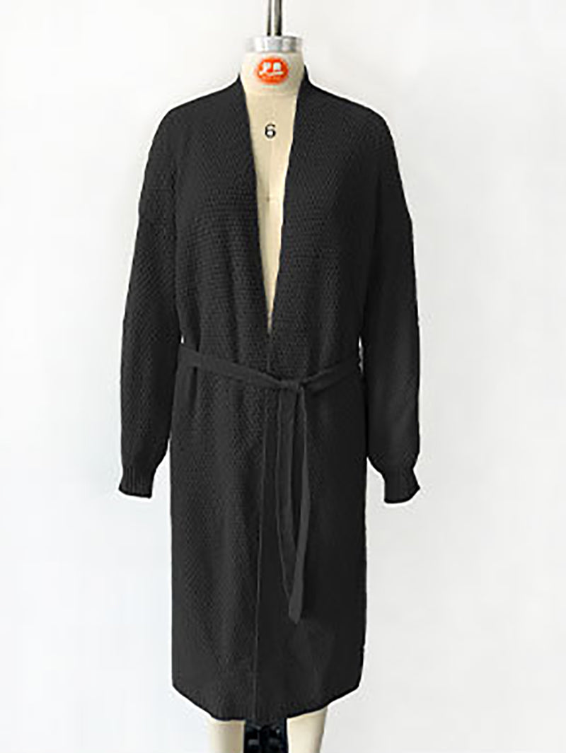 Solid Color Loose Knit Cardigan Coat