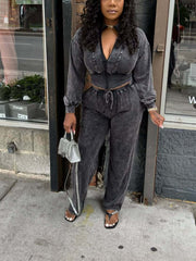 Washed Denim Jacket and Pants Set