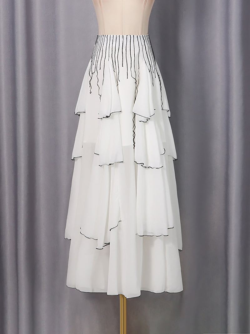 Fashion Tiered Ruffled Maxi Skirt