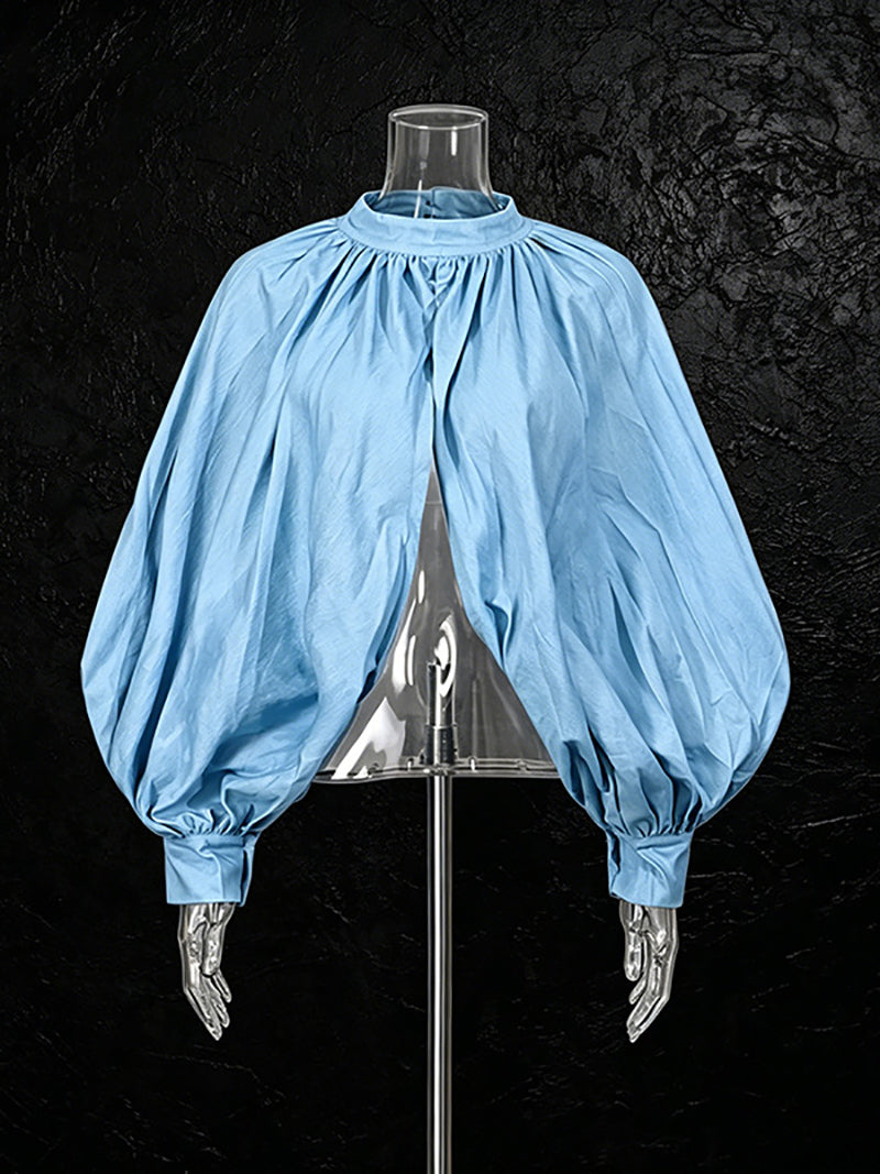 Fashion Balloon Sleeve Crepe Blouse