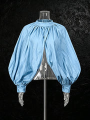 Fashion Balloon Sleeve Crepe Blouse