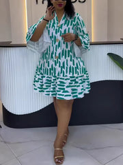 Casual Print Ruffle Loose Dress