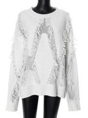 Knit Fringe Loose Pullover Sweater