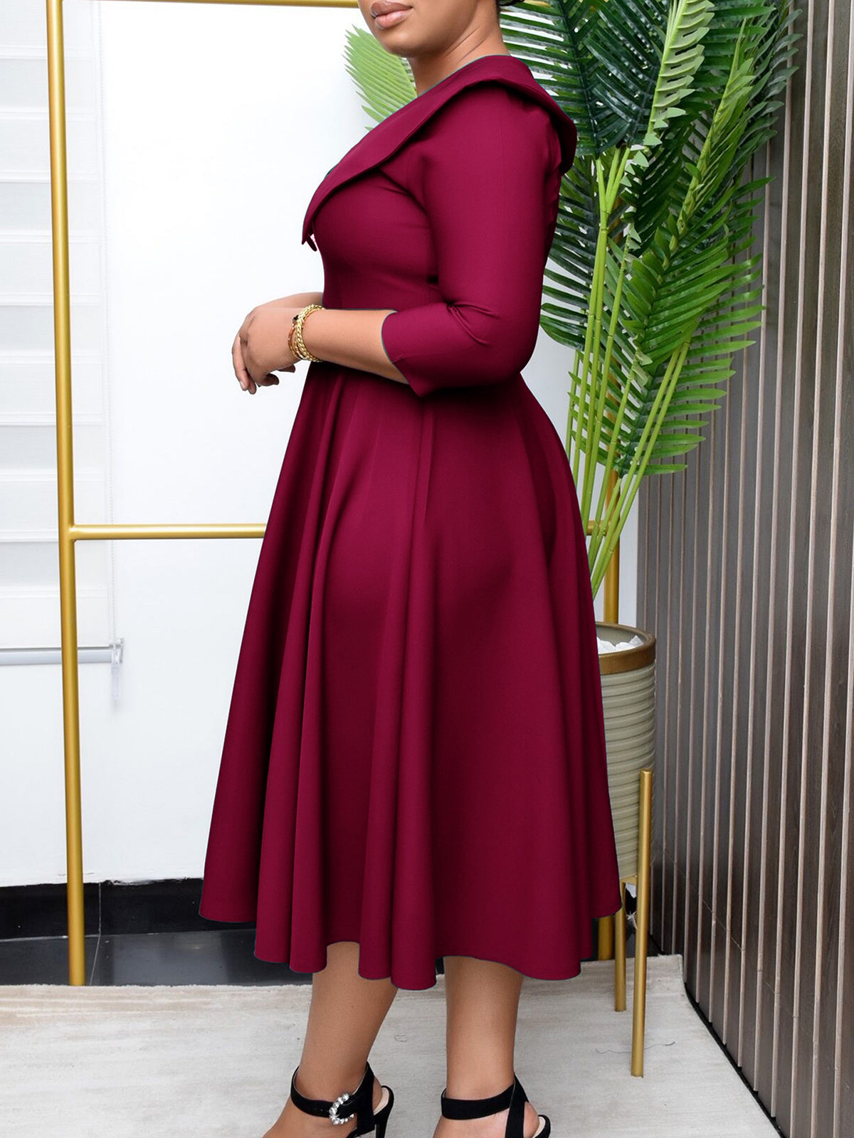 Solid Color Fashion A-Line Dress