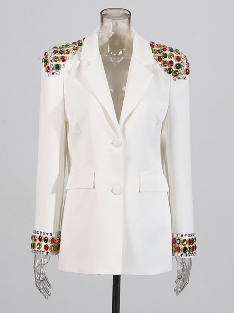 Rhinestone Single-breasted Embroidered Blazer