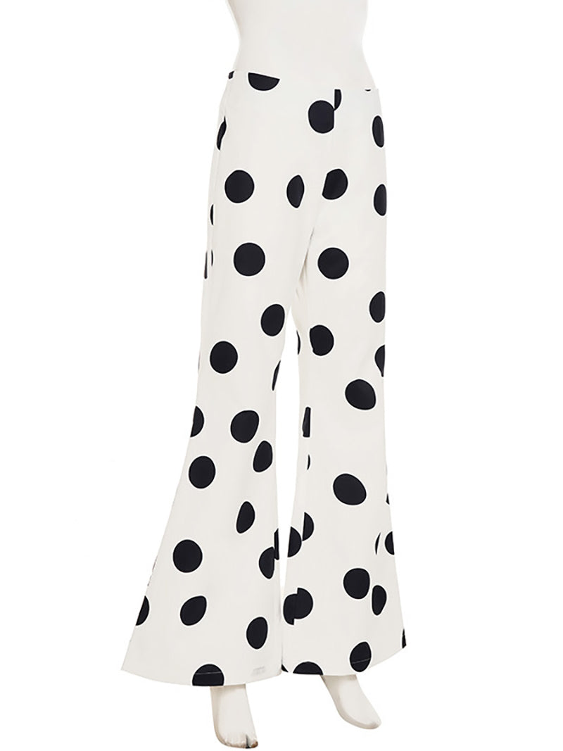 Casual Polka Dot Print Flared Trousers