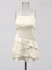 Elegant Satin Cape Two Piece Mini Dress