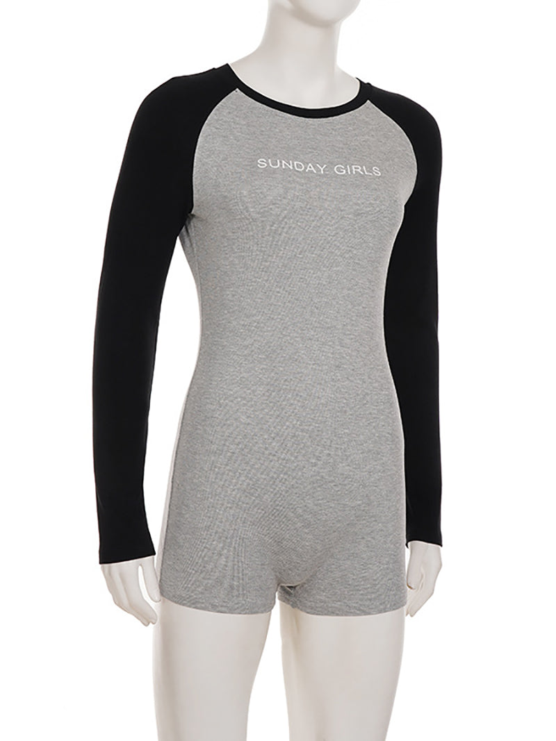 Casual Round Neck Bodysuits Romper