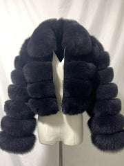 Wide Collar Tiered Faux Fur Cropped Jacket-boutique