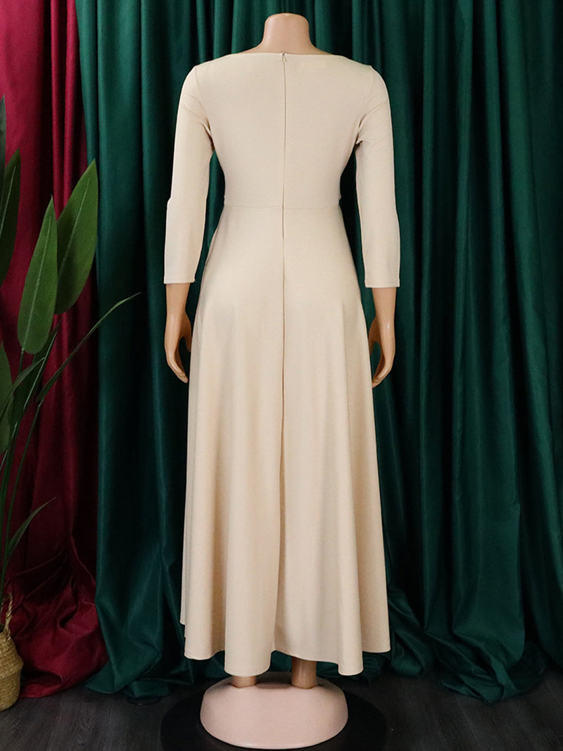 Elegant Round Neck Bandage Casual A Line Dress