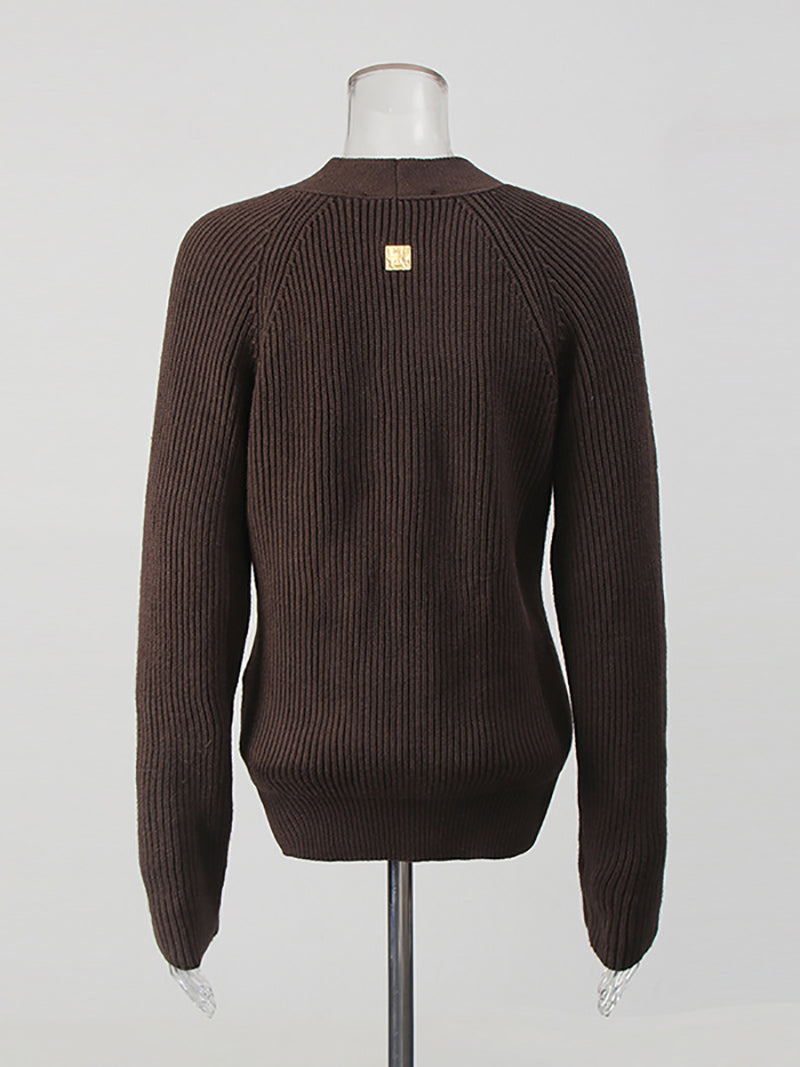 V Neck Single Breasted Casual Cardigan Sweater