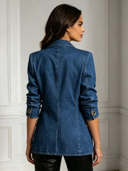 Eyelet Cutout Relaxed Denim Jacket