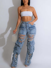 Fashion Ripped Straight Jeans