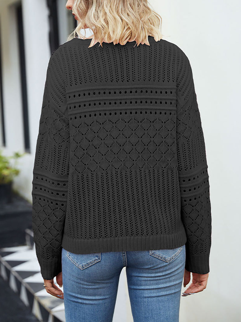 Round Neck Hollow out Knit Sweater