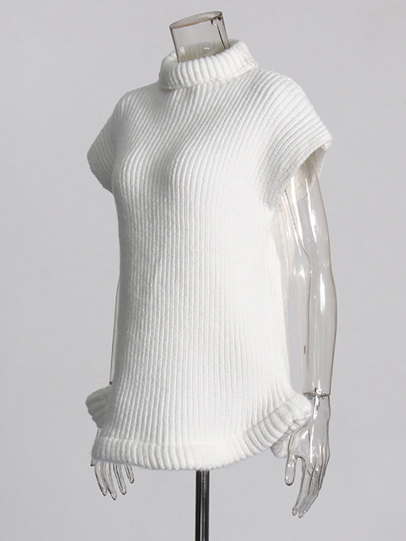 Turtleneck Short Sleeve Slim Sweater