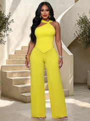Twist Front Top and Wide Leg Pants Set