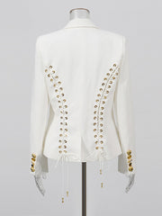 Fashion Solid Back Bandage Slim Blazer