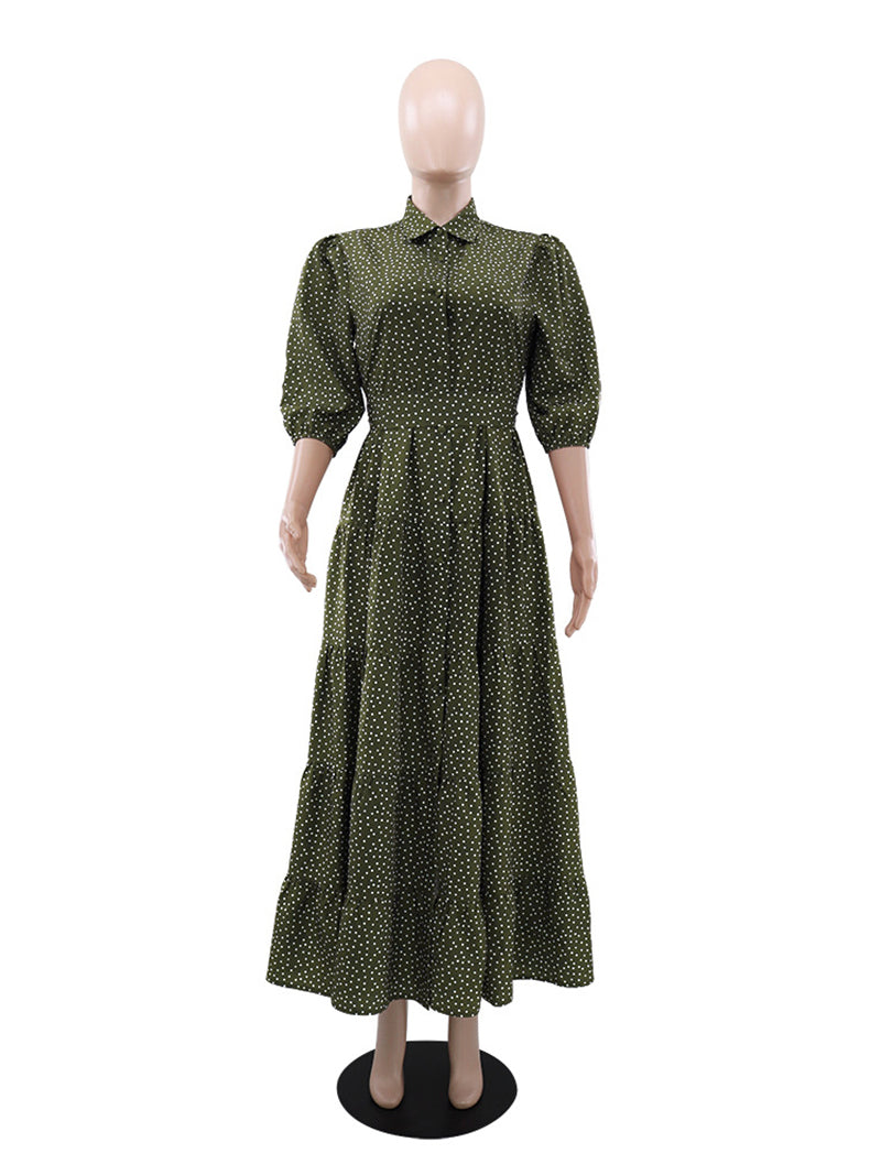 Polka Dot Print Casual Maxi Dress