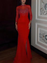 Rhinestone Mesh Patchwork Nightclub Party Dress