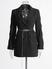 Fashion Chain Ornament Slim Suit Coat