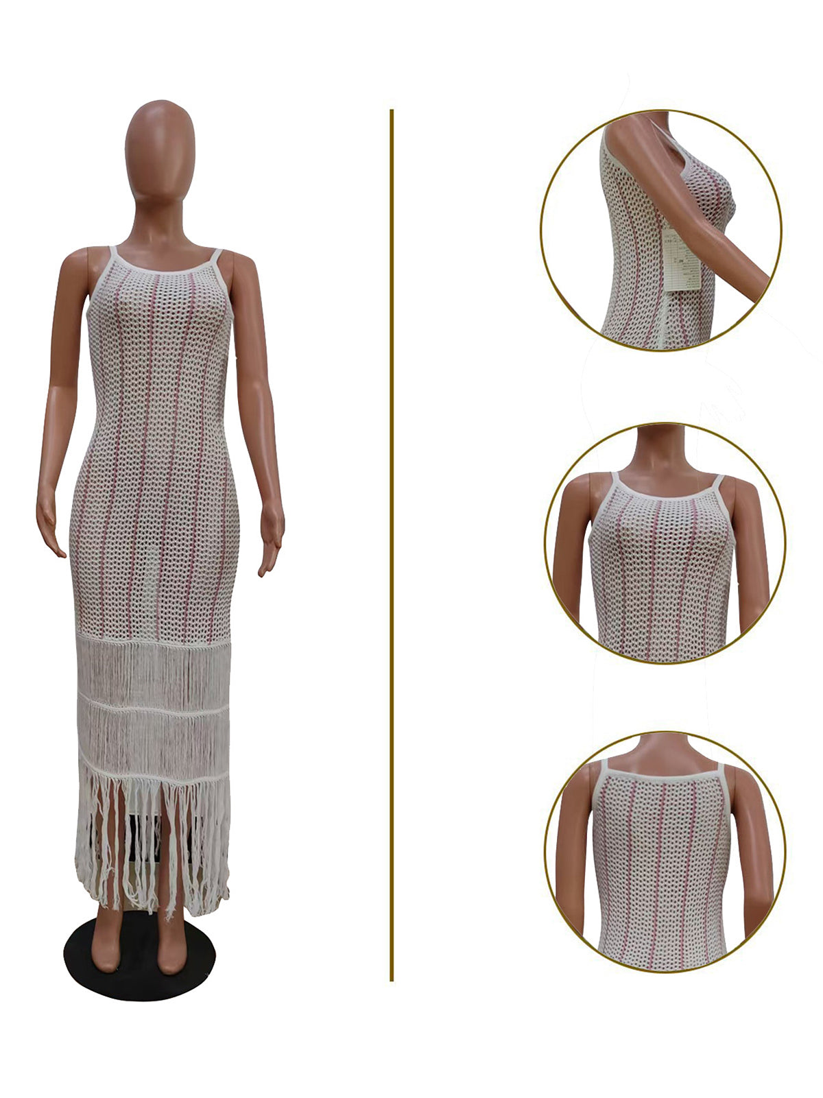 Casual Knit Sleeveless Bodycon Tassel Midi Dress