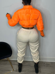 Fashion Cropped Puffer Long Sleeve Jacket