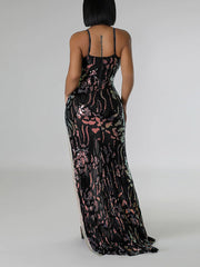 Sexy Irregular Sling Rhinestone Evening Dress