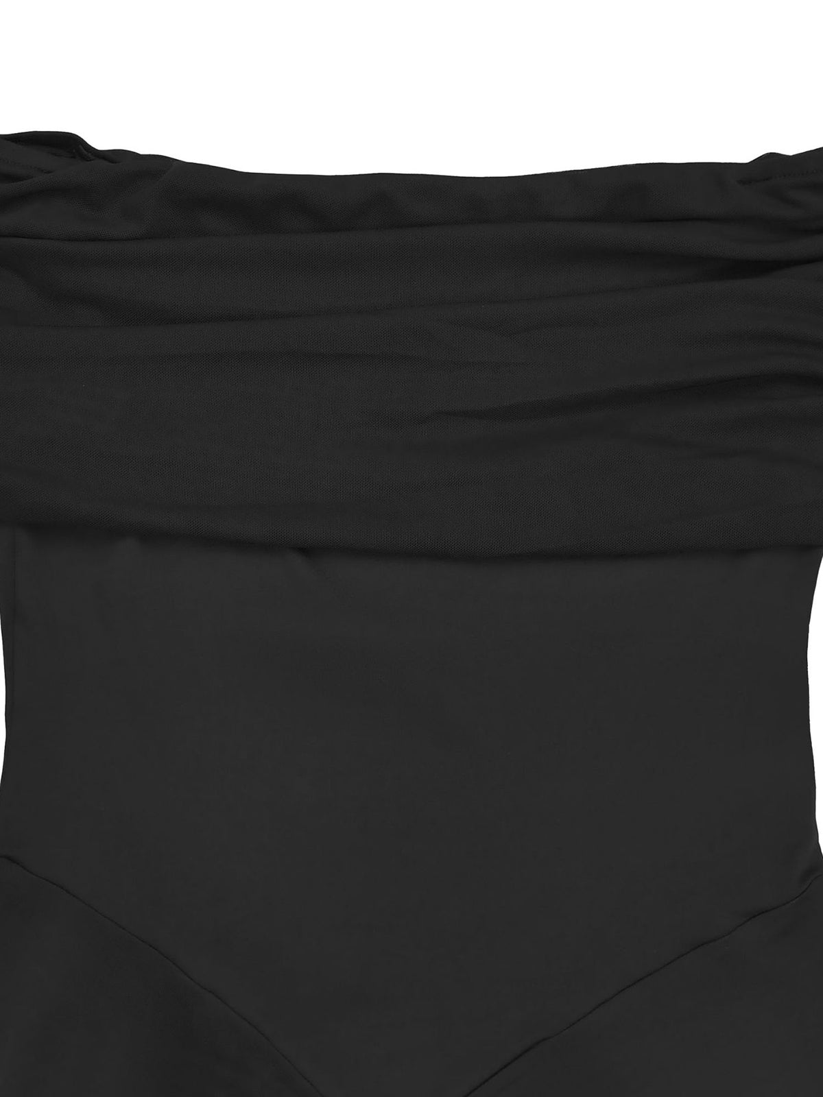 Off Shoulder Mesh Spliced Ruched Bodycon Maxi Dress