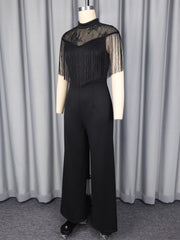 Fashion Fringe Lace Patchwork Slim Jumpsuit