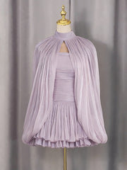 Elegant Fashion Glossy Cape And Mini Dress Set