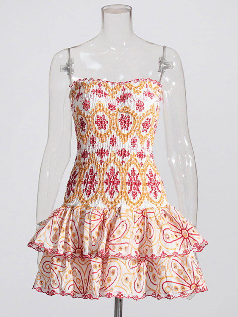 Layered Hem Sexy Strapless Dress