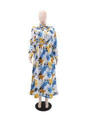 Elegant Floral Print Slim Midi Dress