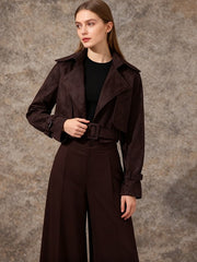 Cropped Suede Waist Tailored Jacket-boutique