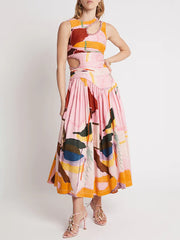 Fashion Hollow out Ruffle Slim Midi Dress