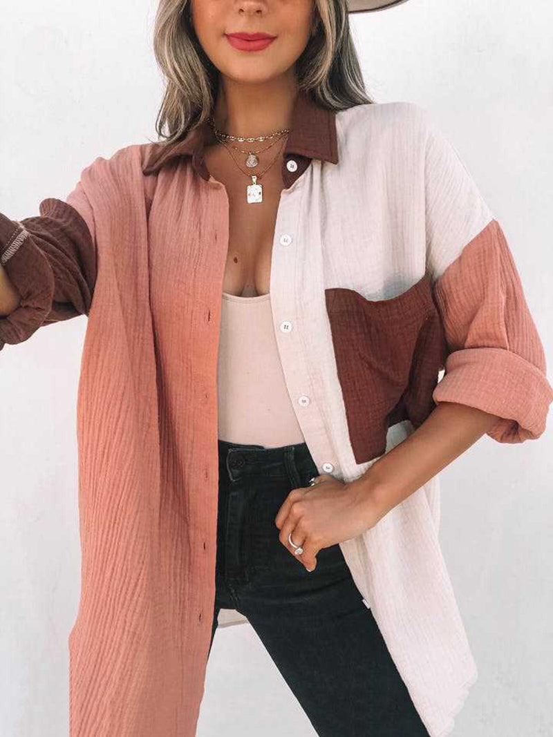 Fashion Multicolor Patchwork Loose Shirt