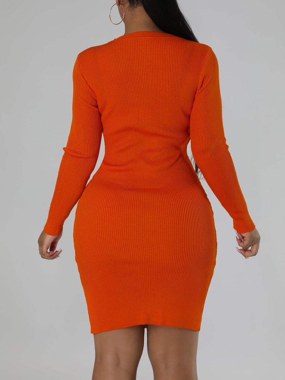 Fashion Round Neck Knit Bodycon Dress