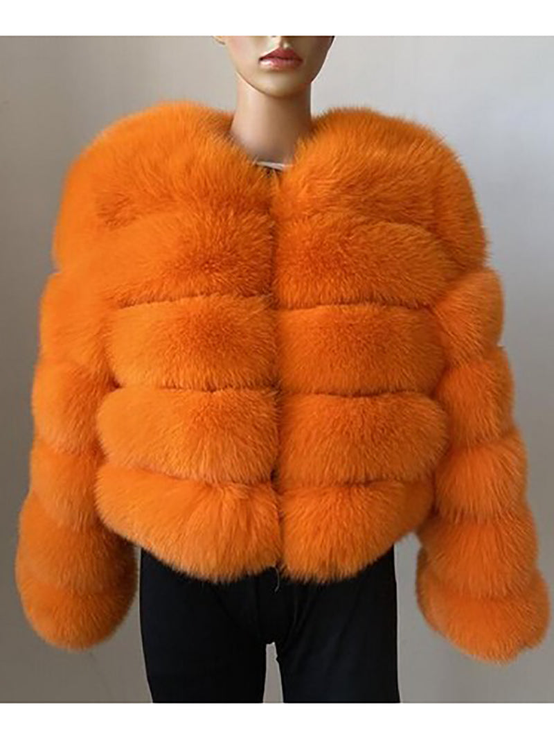 Classy Cropped Faux Fur Warm Jacket Coat